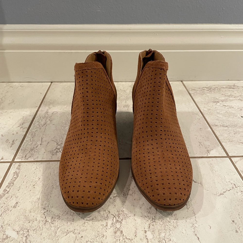 NWT Brown Suede Perforated Booties - 7